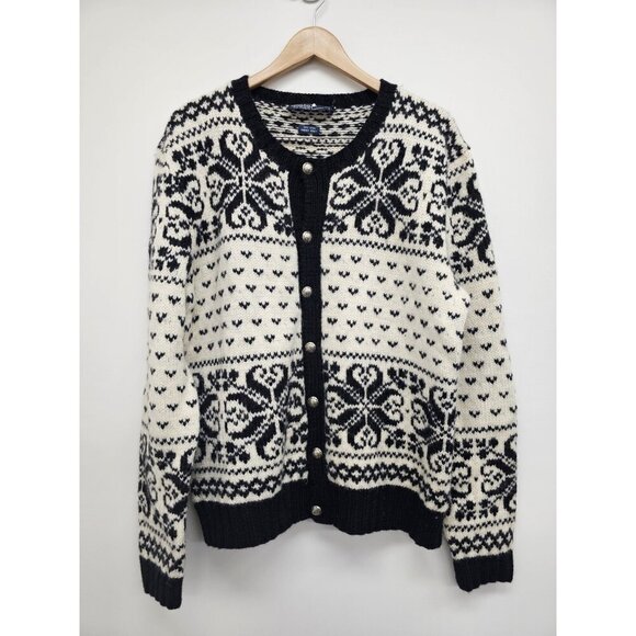 VTG Polo Ralph Lauren Men's Sz XL Hand Knit Wool Nordic Cardigan Sweater Jacket